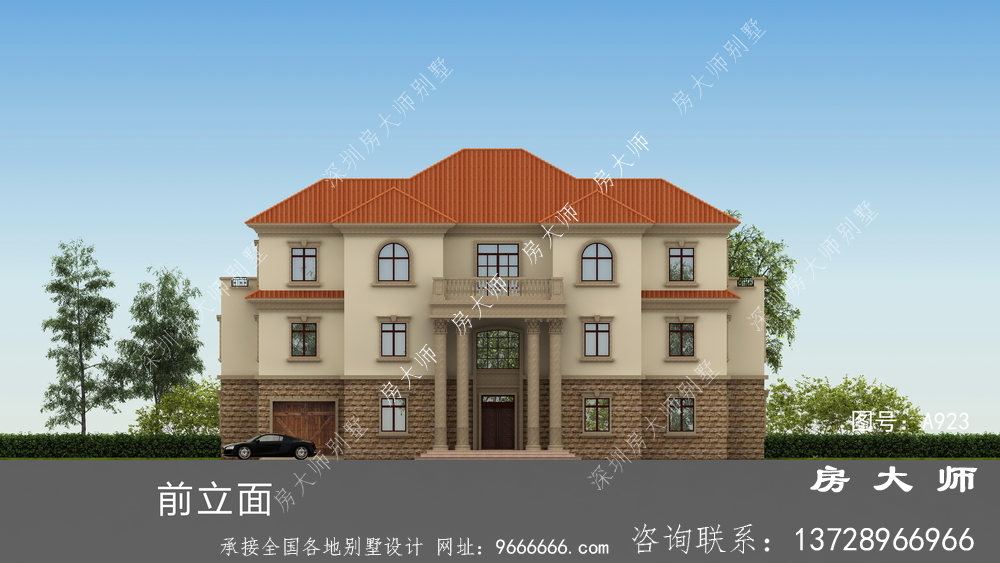 农村建造三层别墅外观设计效果图