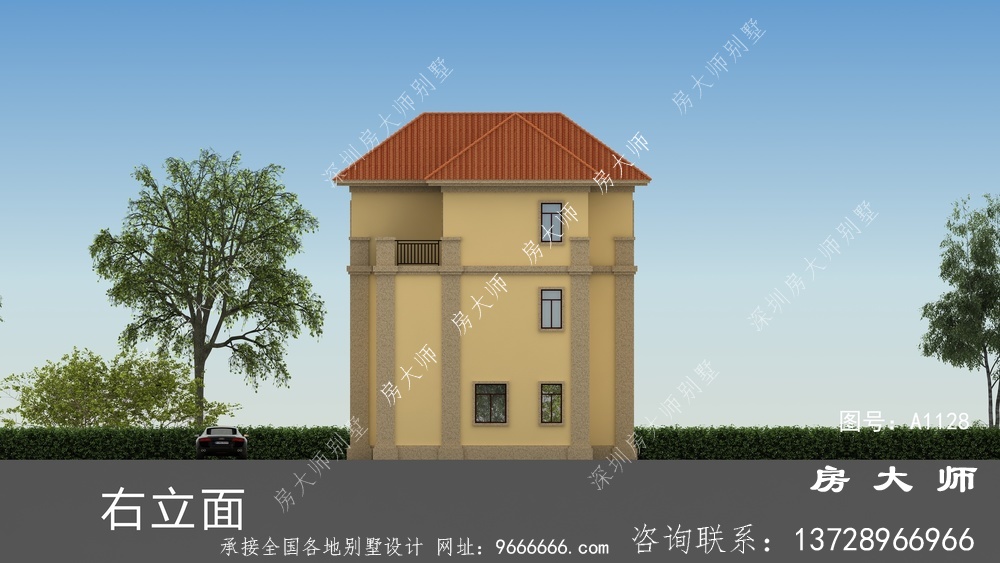 三楼民居别墅设计图，外观幽雅，造型优美