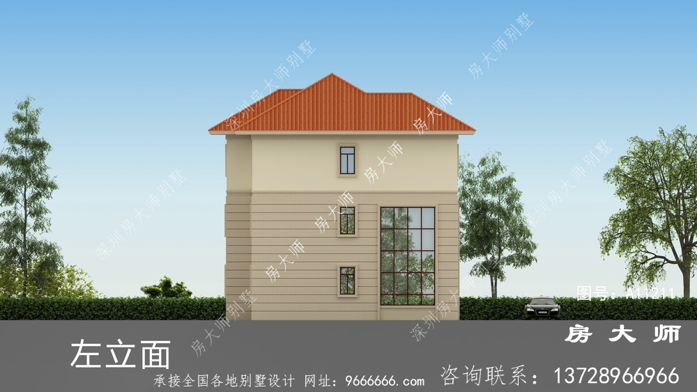 乡村三层复式别墅家居地图，欧式大气风格外观图片