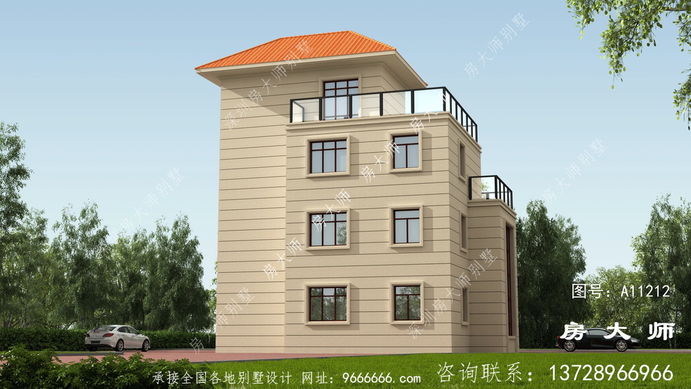 四层复式别墅布局图，欧式大气风格外观照片