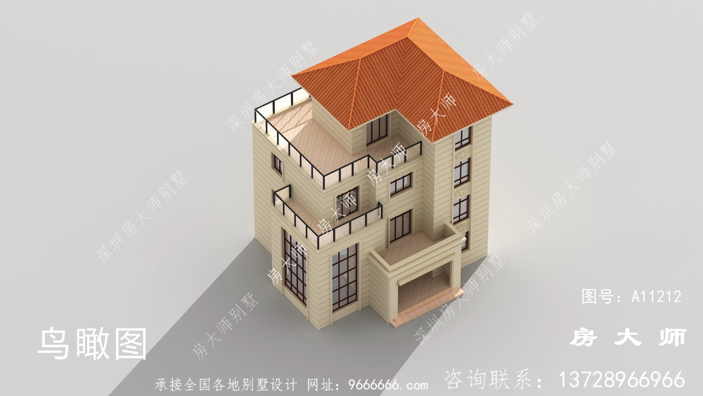 四层复式别墅布局图，欧式大气风格外观照片