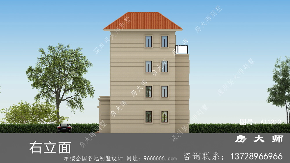 四层复式别墅布局图，欧式大气风格外观照片