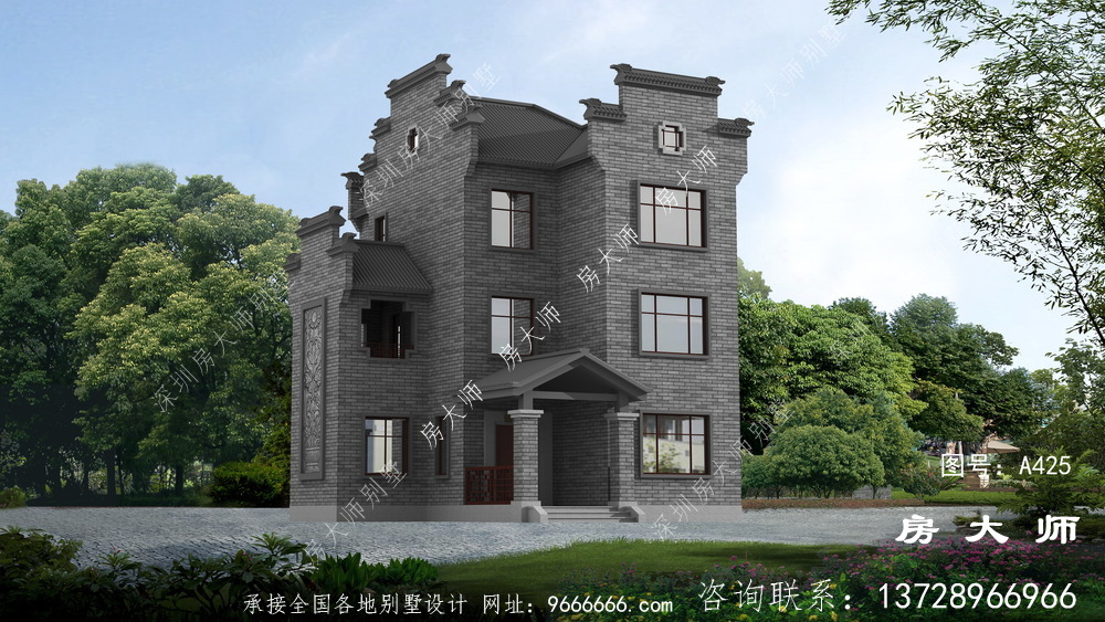 外观经典大气的中式别墅，是大众最喜欢的风格