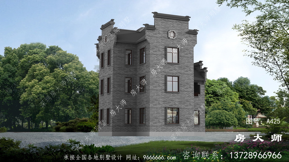 外观经典大气的中式别墅，是大众最喜欢的风格