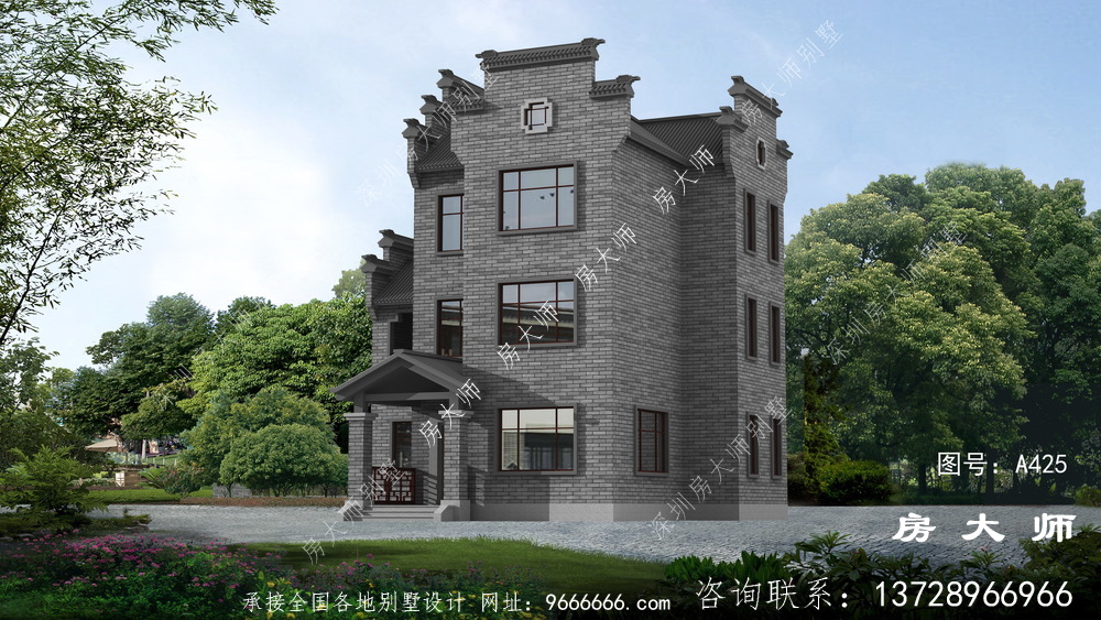 外观经典大气的中式别墅，是大众最喜欢的风格