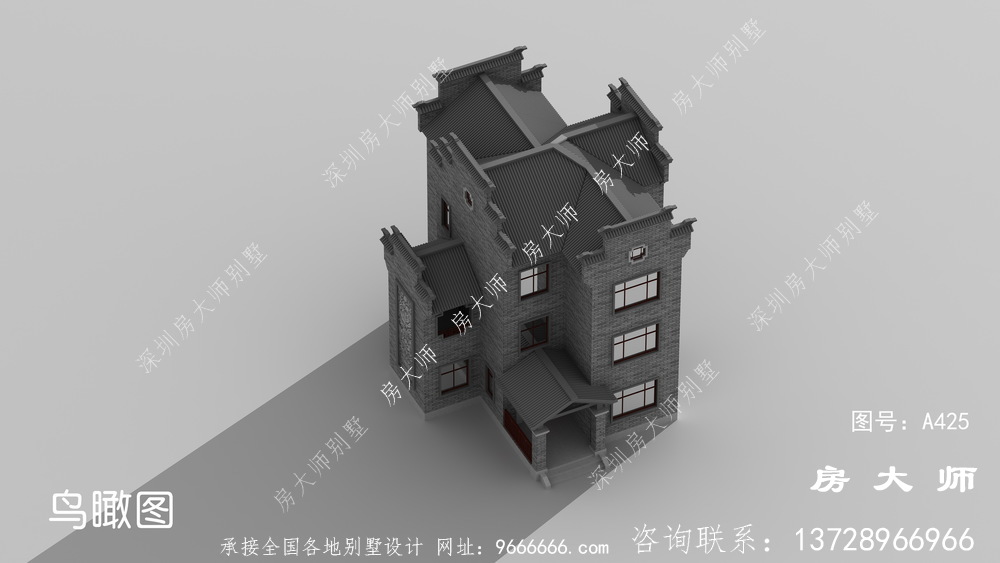 外观经典大气的中式别墅，是大众最喜欢的风格