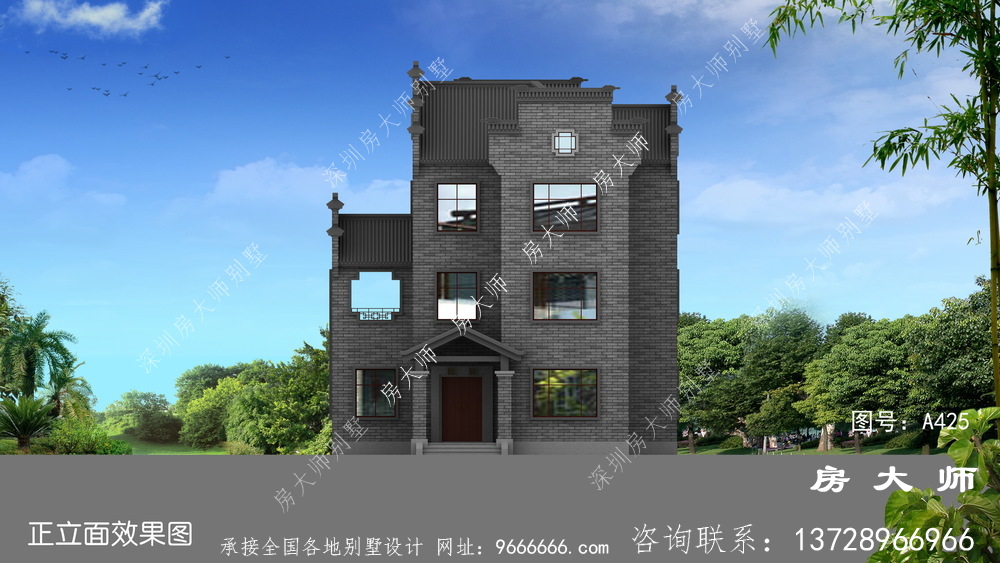 外观经典大气的中式别墅，是大众最喜欢的风格
