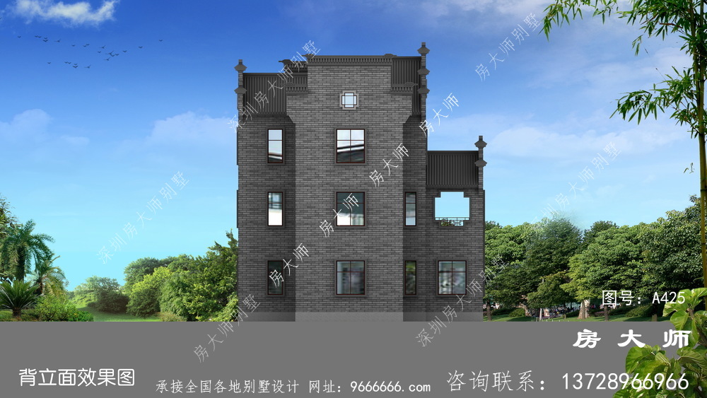 外观经典大气的中式别墅，是大众最喜欢的风格