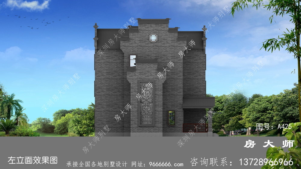外观经典大气的中式别墅，是大众最喜欢的风格