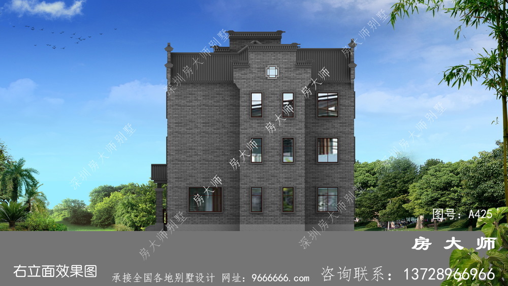 外观经典大气的中式别墅，是大众最喜欢的风格