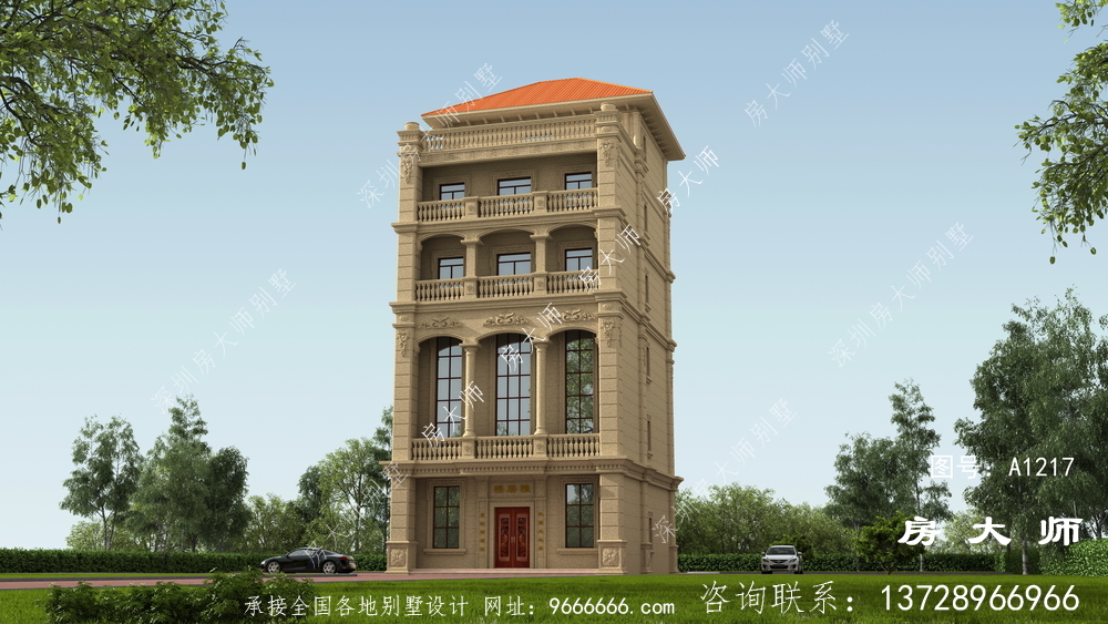 三楼别墅设计图，坡顶，简单大方