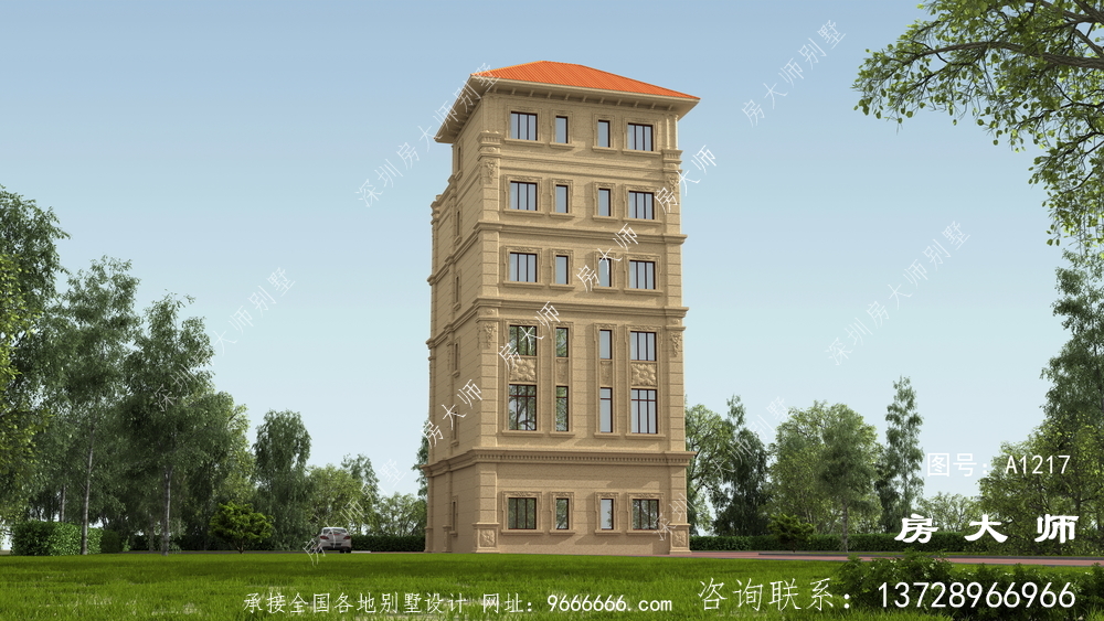 三楼别墅设计图，坡顶，简单大方