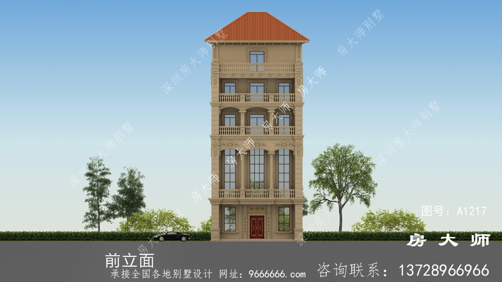 三楼别墅设计图，坡顶，简单大方