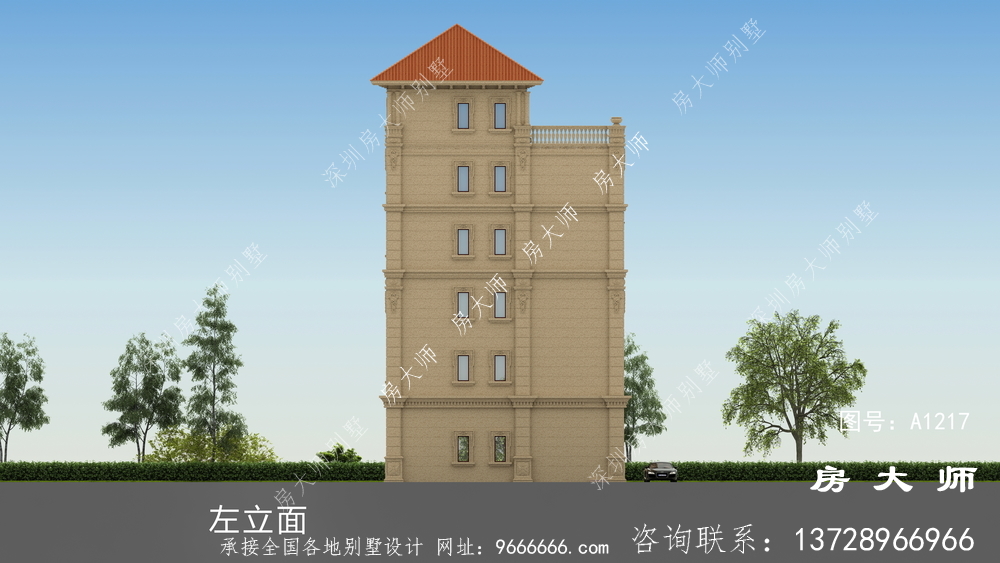 三楼别墅设计图，坡顶，简单大方