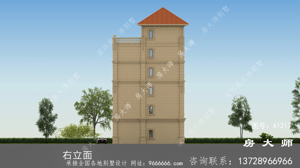 三楼别墅设计图，坡顶，简单大方