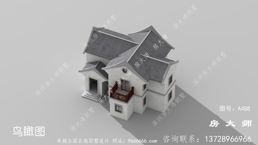 大气时尚的外观中式别墅效果图