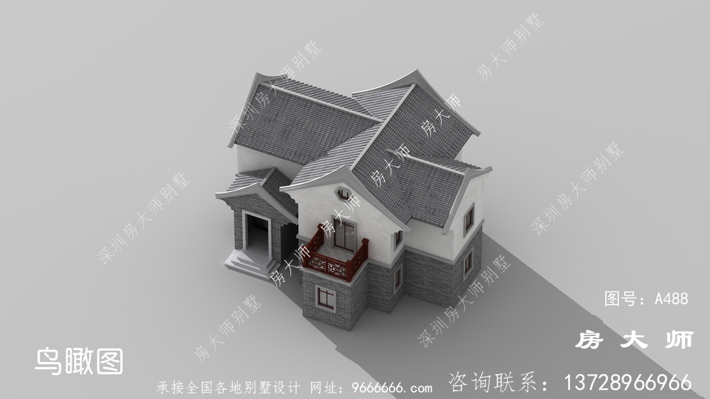 大气时尚的外观中式别墅效果图
