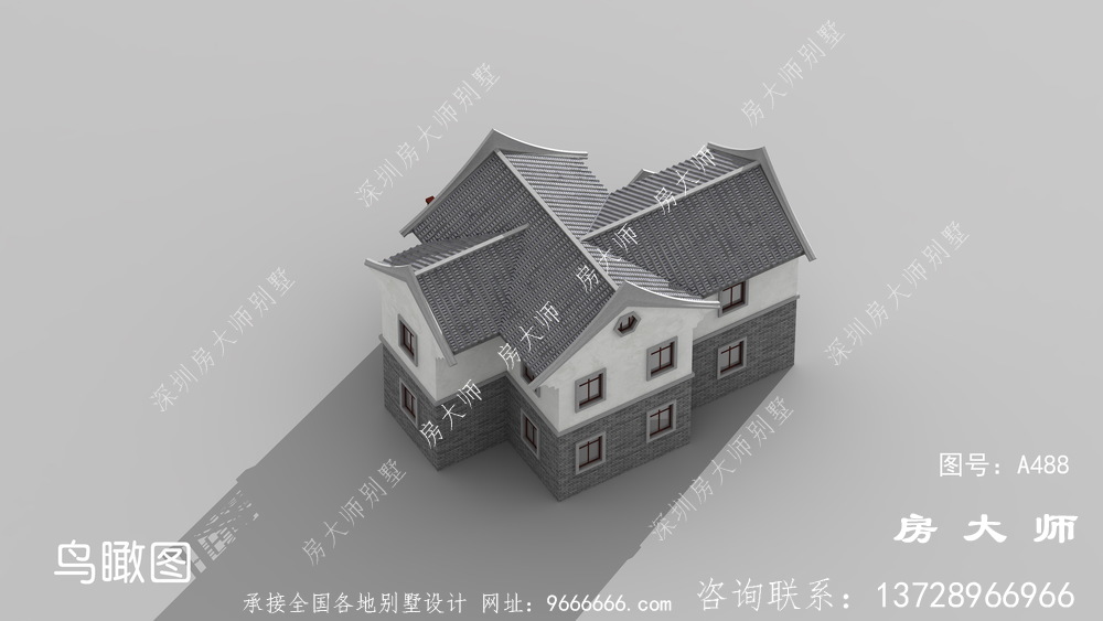 大气时尚的外观中式别墅效果图