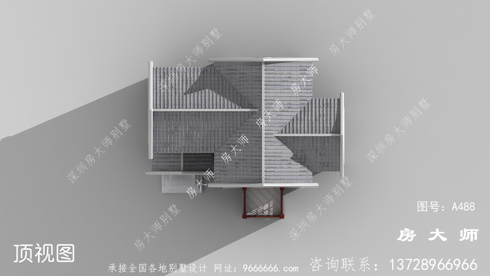 大气时尚的外观中式别墅效果图
