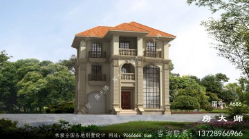 欧式风格三层别墅建筑图纸及效果
