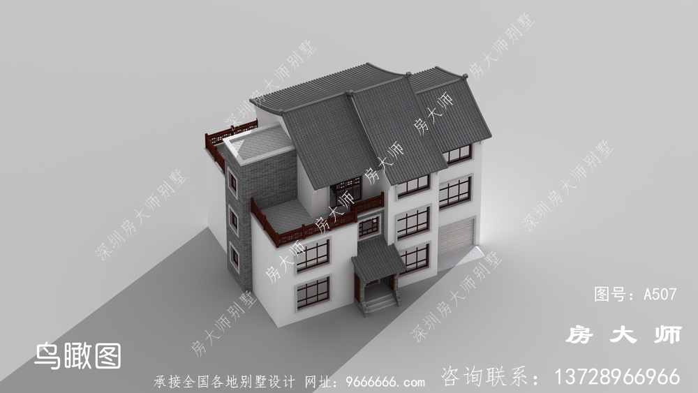典型的新中式农村别墅建设效果图