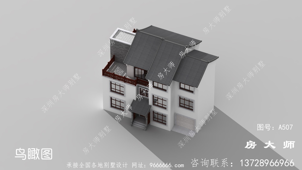 典型的新中式农村别墅建设效果图