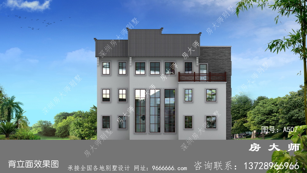 典型的新中式农村别墅建设效果图