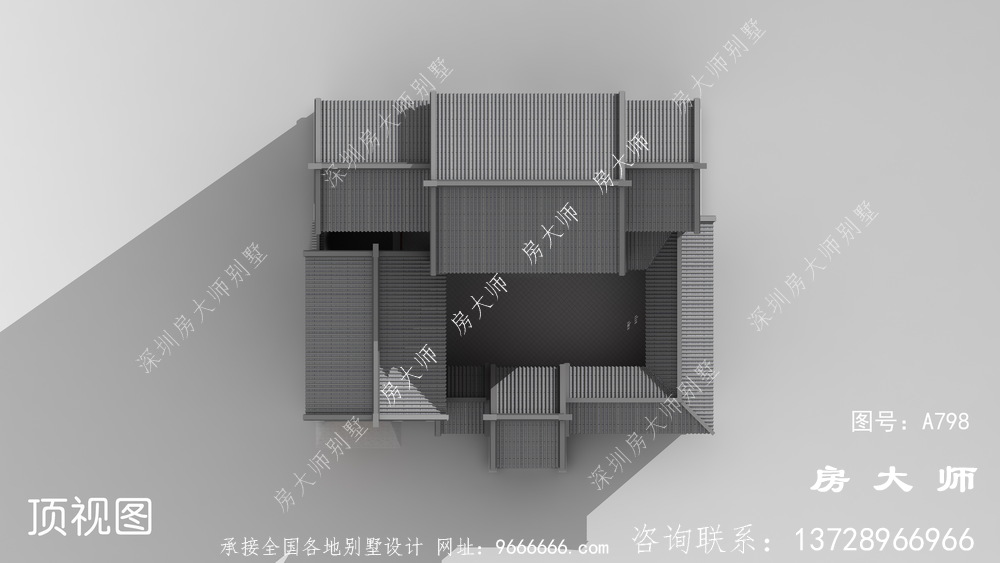 新中式四合院三层别墅设计图纸