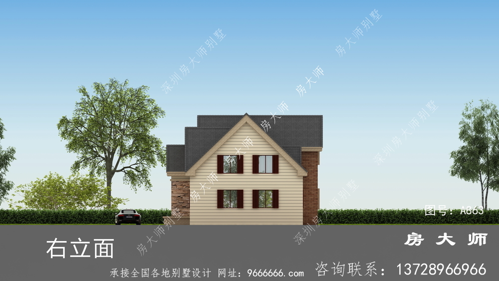  经典的美式风格独栋别墅图纸