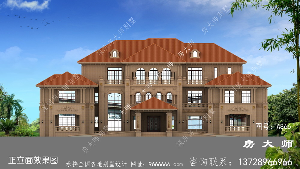 双层地下室超豪华意大利风格石材大别墅