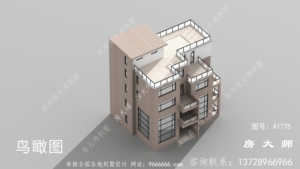 五层住宅别墅设计图低调典雅，造型精致。