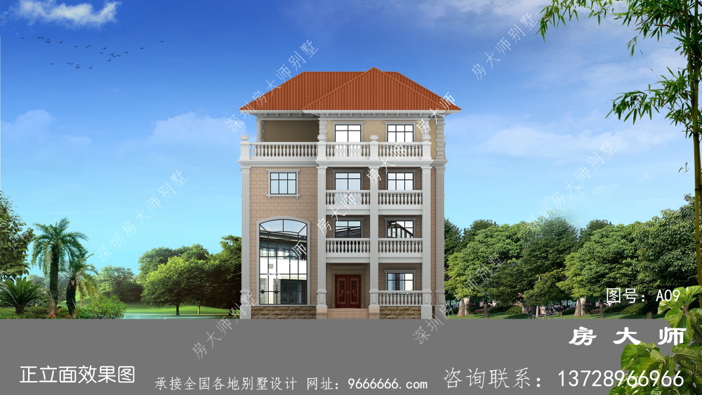 欧式四层自建房设计图纸，现代造型设计