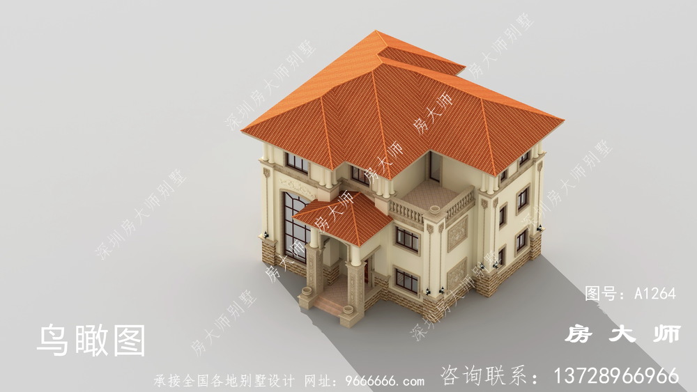 意大利风格三层别墅图纸与效果图