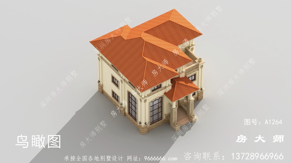 意大利风格三层别墅图纸与效果图
