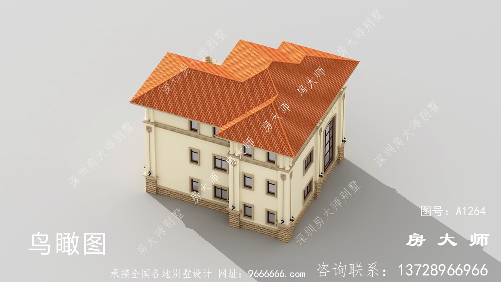 意大利风格三层别墅图纸与效果图
