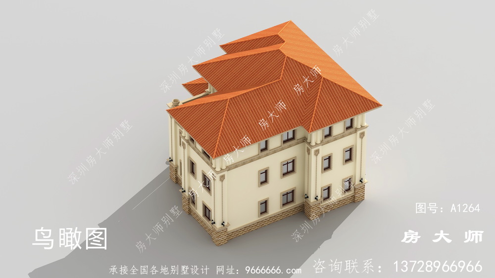 意大利风格三层别墅图纸与效果图
