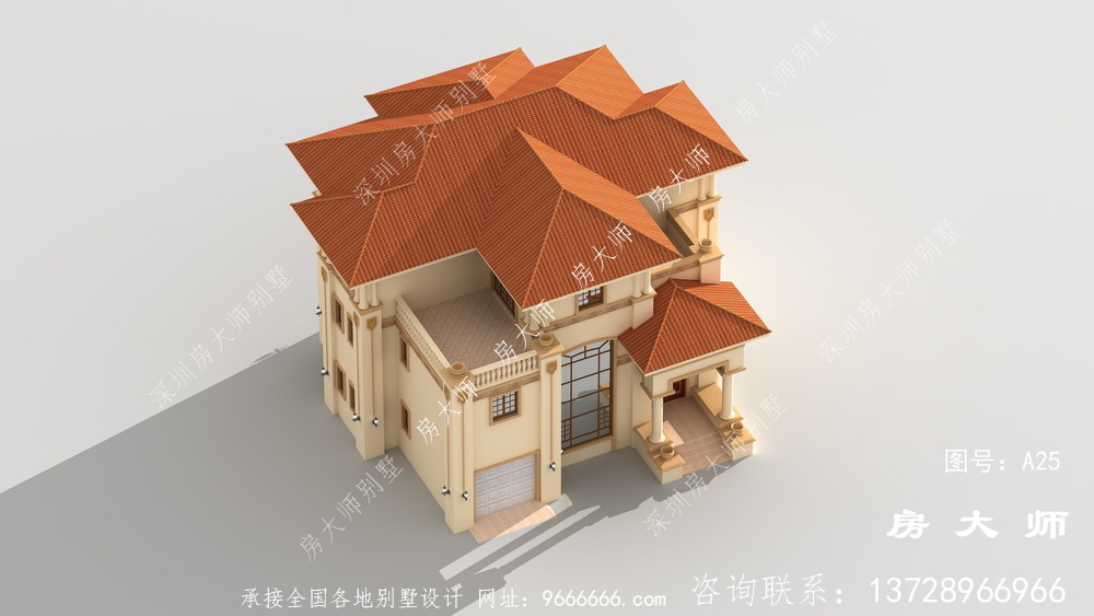 农村三层建筑设计图配车库和露台