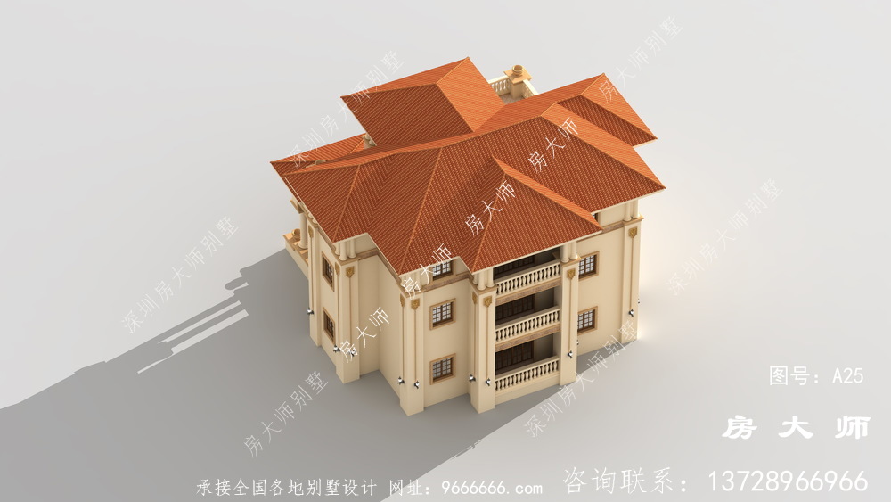 农村三层建筑设计图配车库和露台