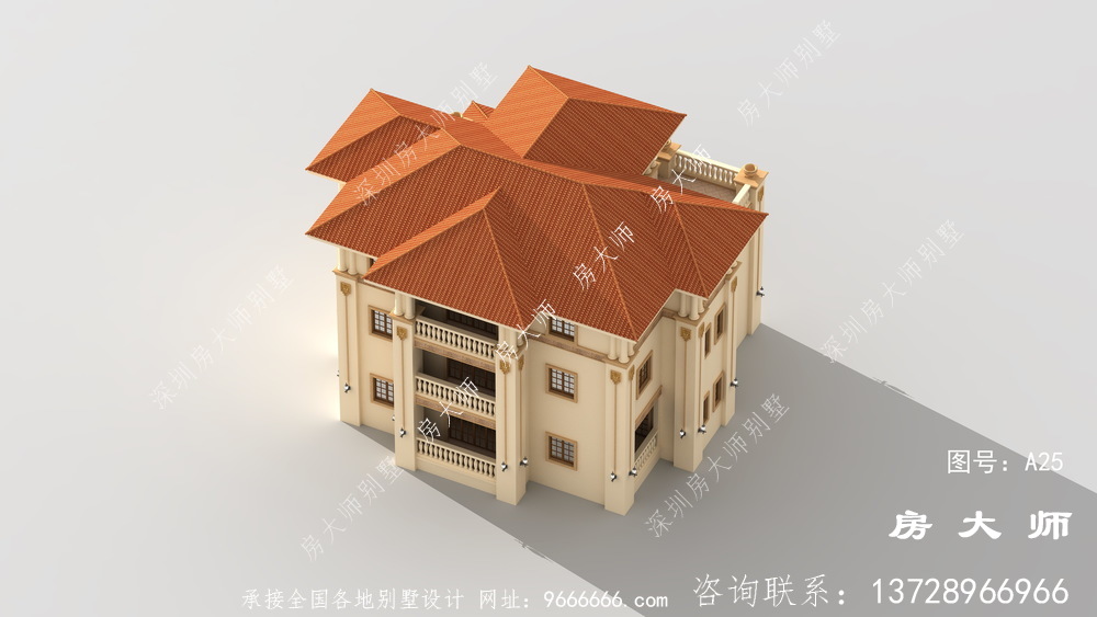 农村三层建筑设计图配车库和露台