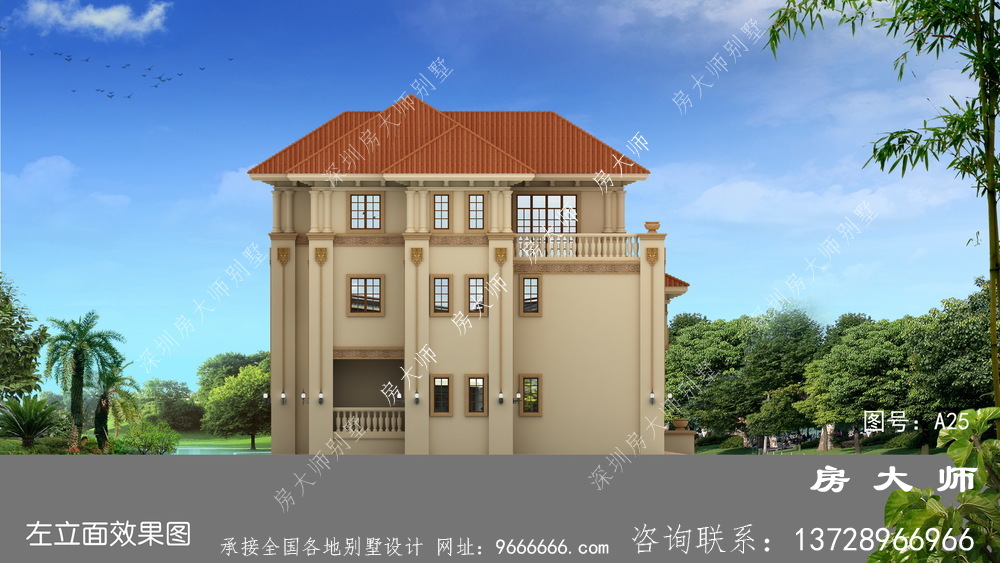农村三层建筑设计图配车库和露台