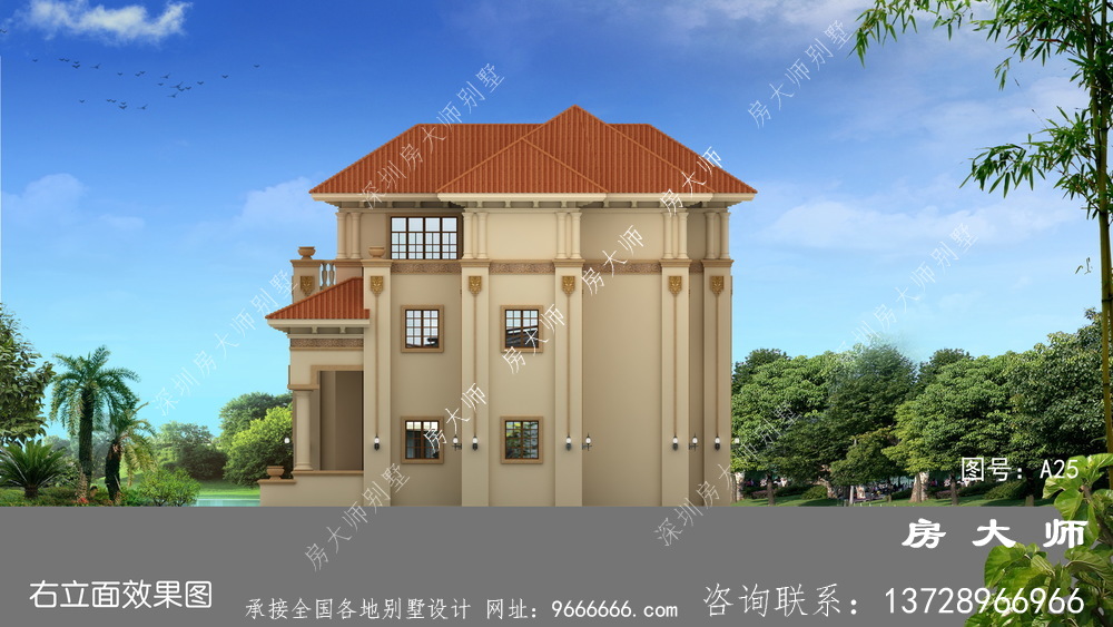 农村三层建筑设计图配车库和露台