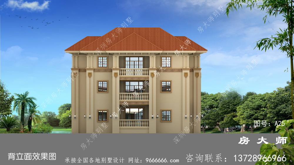 农村三层建筑设计图配车库和露台