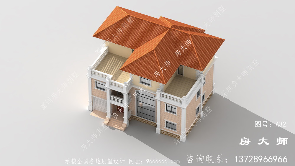 乡村三层别墅美丽的设计图，高端大气