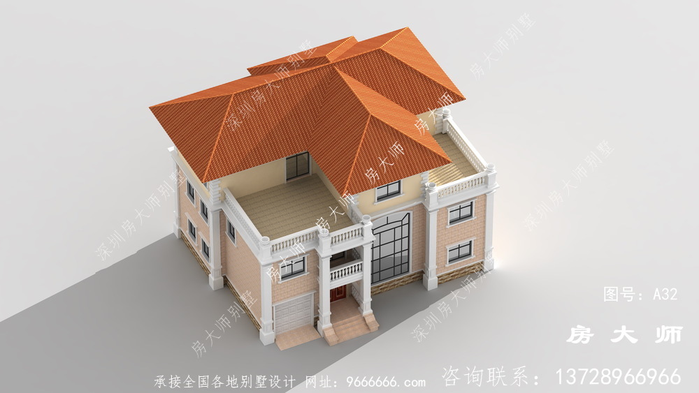 乡村三层别墅美丽的设计图，高端大气