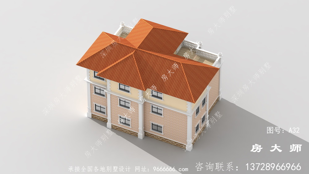 乡村三层别墅美丽的设计图，高端大气