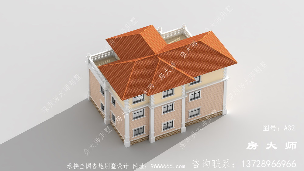 乡村三层别墅美丽的设计图，高端大气