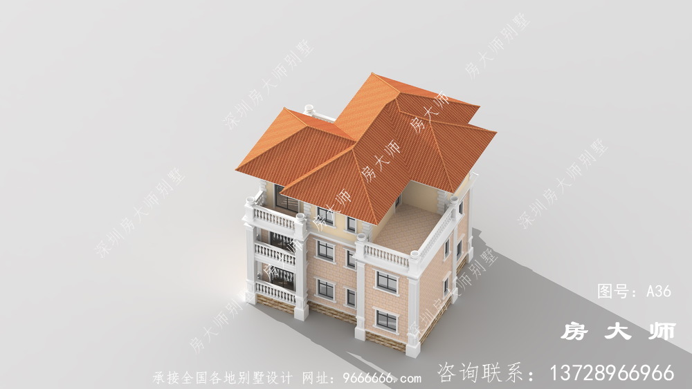 布局合理的高端大气三层别墅设计图。