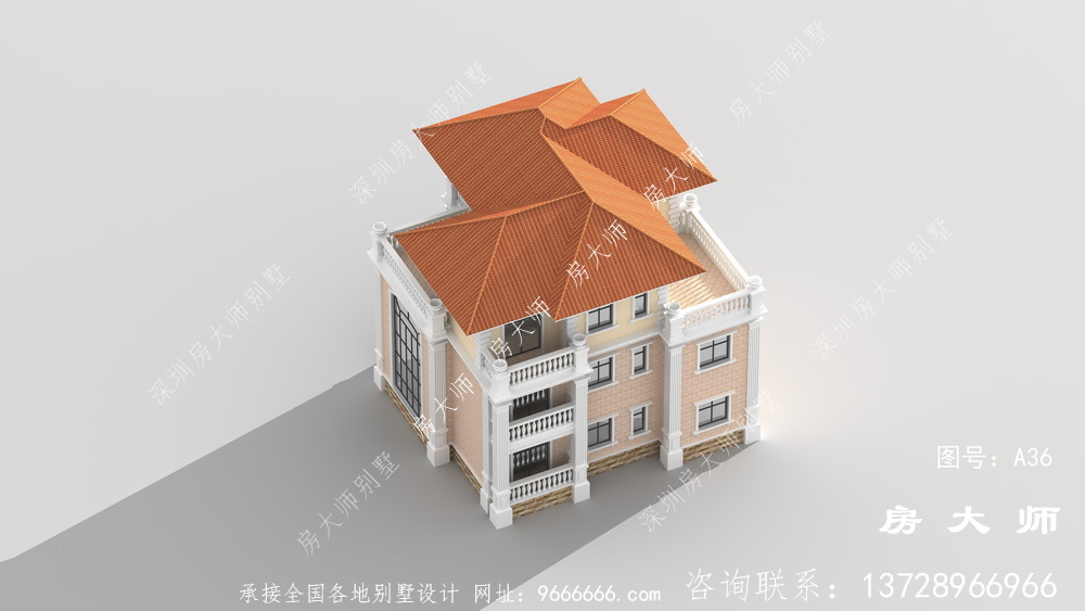布局合理的高端大气三层别墅设计图。