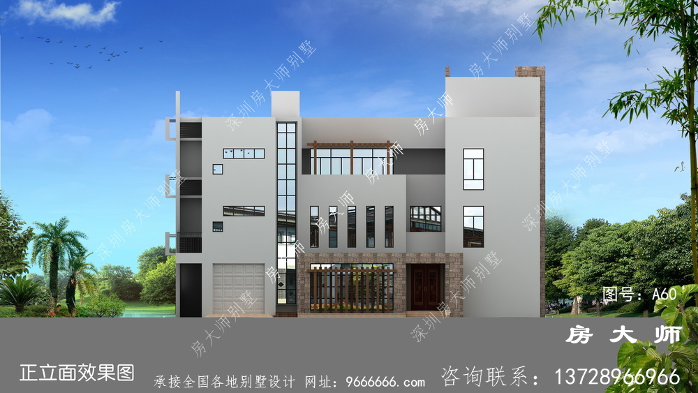 三层别墅设计图，样式简洁空气，气宇不凡。