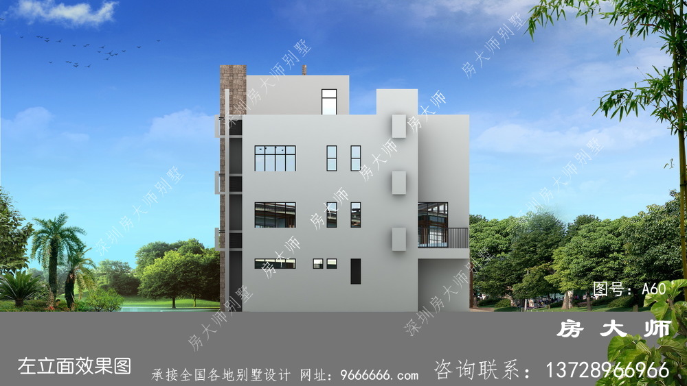 三层别墅设计图，样式简洁空气，气宇不凡。